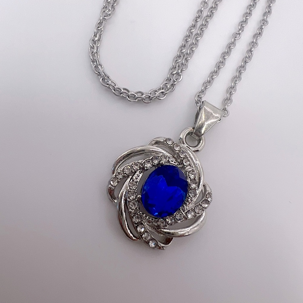 Diamond & Sapphire Simulant Necklace & Pendant